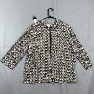 CJ Banks Womens Long Sleeve Top Brown Zip Up Hooded Lightweight Plus Size 2X